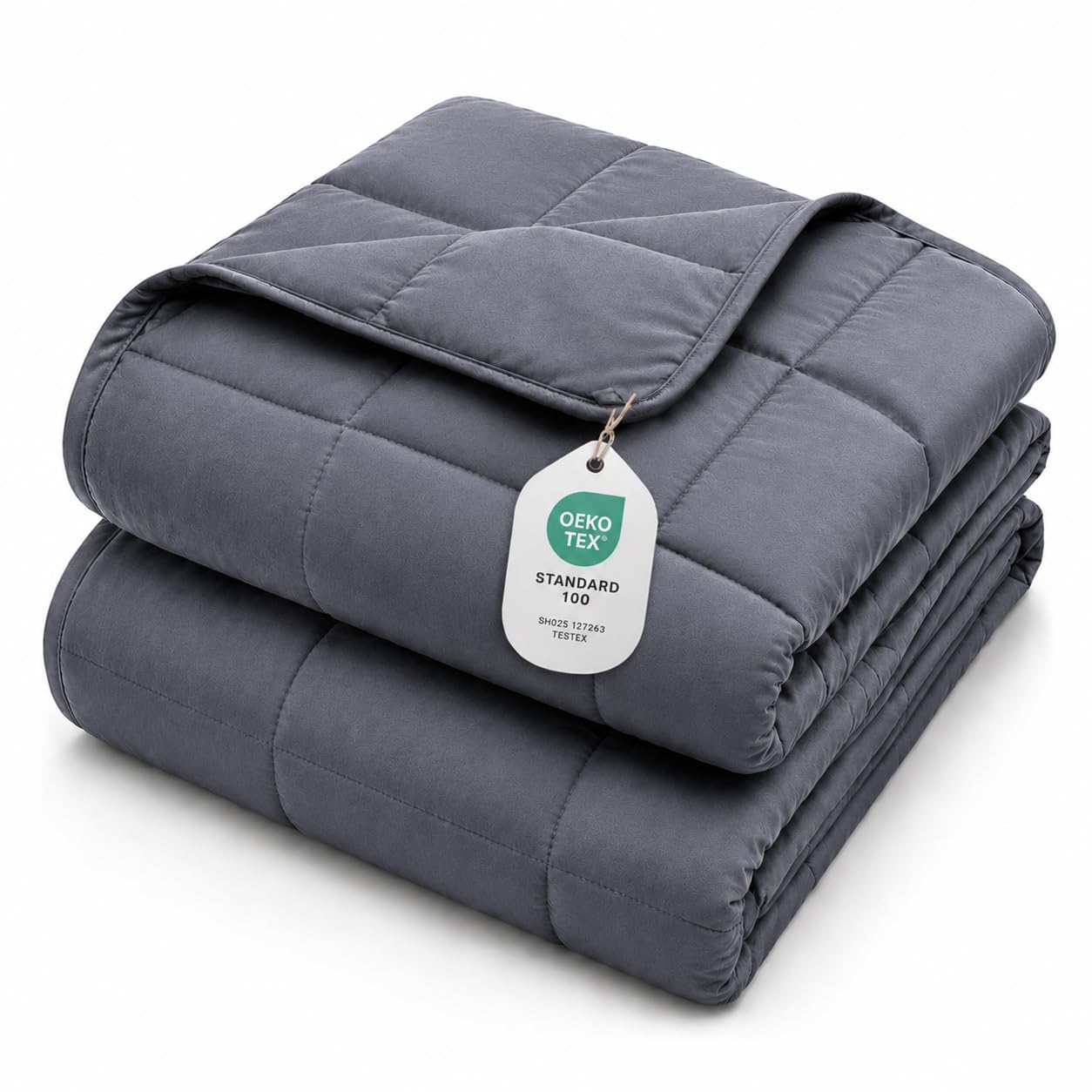 L'AGRATY Weighted Blanket for Adults 15lbs, 48"x72", Dark Grey Twin Full Size Heavy Throw Blanket, Cooling, Breathable, Microfiber with Glass Beads, Big, Washable, All-Season
