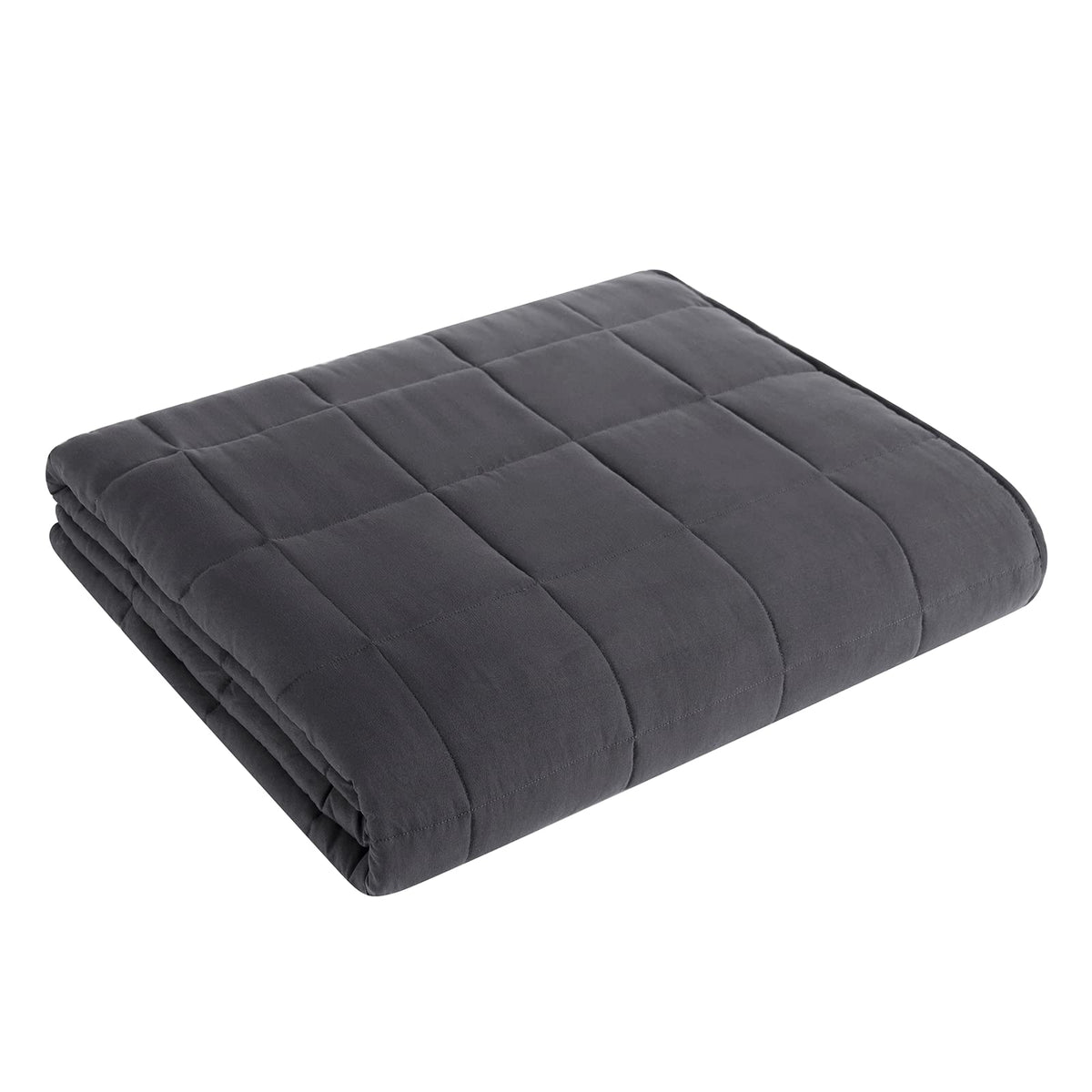 L'AGRATY Weighted Blanket for Adults 15lbs, 48"x72", Dark Grey Twin Full Size Heavy Throw Blanket, Cooling, Breathable, Microfiber with Glass Beads, Big, Washable, All-Season