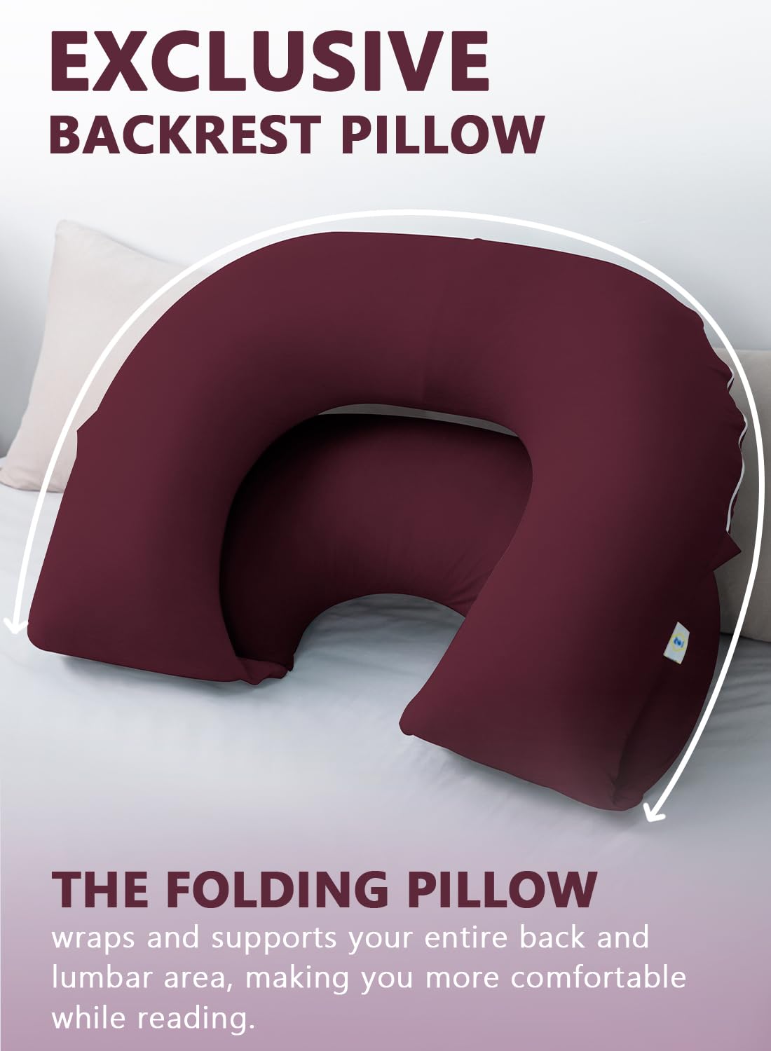 INSEN Reading Pillow, Back Pillow for Sitting in Bed for Reading, Nurse & Relax, Reading Pillow for Adults, Moms & Kids, Sit Up Pillow for Bed (Grey, 45in)
