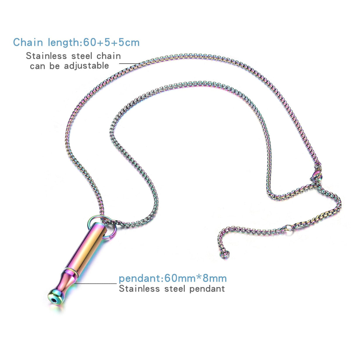 Mindfulness Breathing Necklace Stress Relief Pendant | Stainless Steel, Anxiety Breathe, Stop Smoking Necklace for Women Men