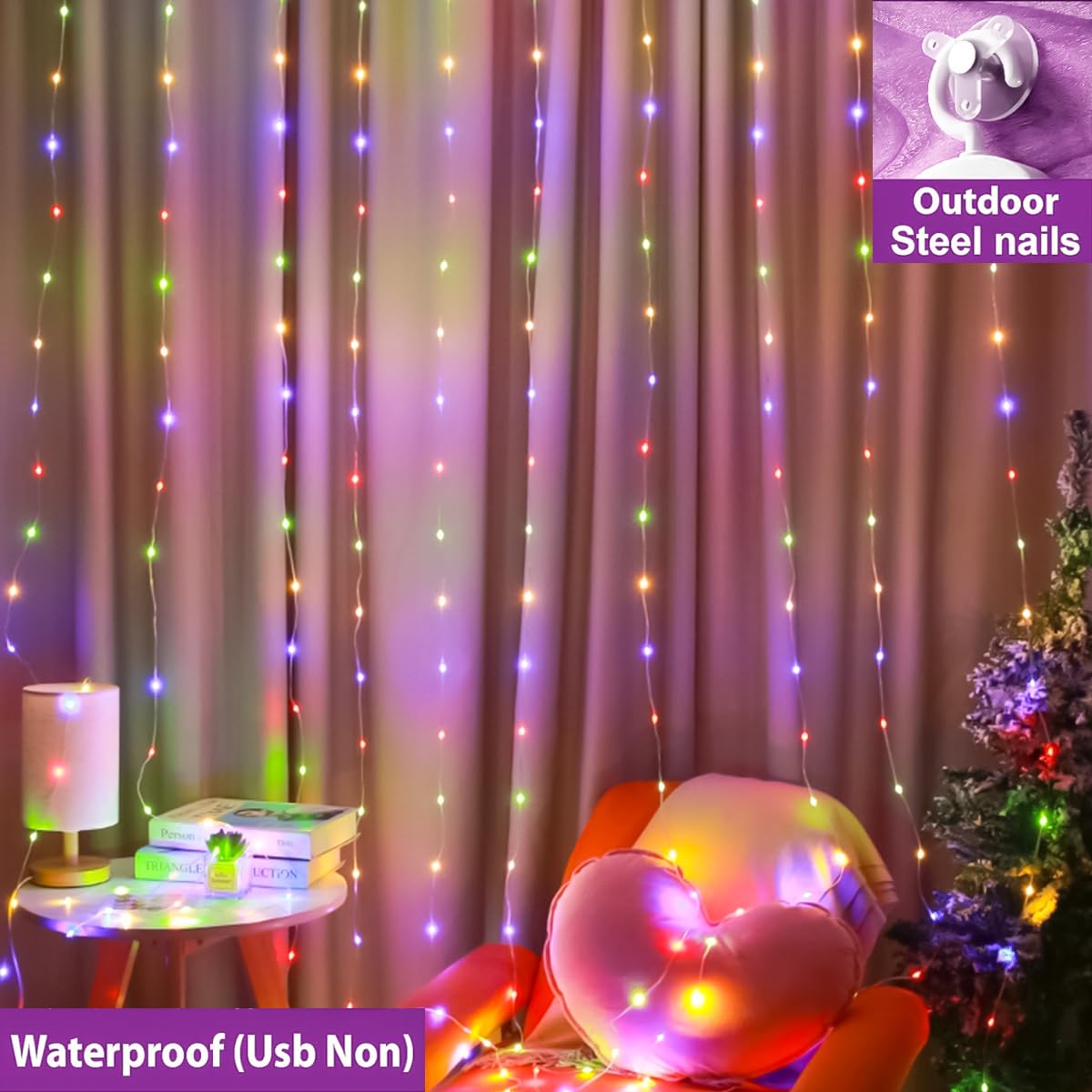 ZSJWL 300 LED Curtain Fairy Lights with Remote, 8 Modes 9.8 × 9.8 Ft Curtain String Light USB Plug in, Twinkle Silver Wire Lights for Bedroom Window Chrismas Wedding Party, Warm White