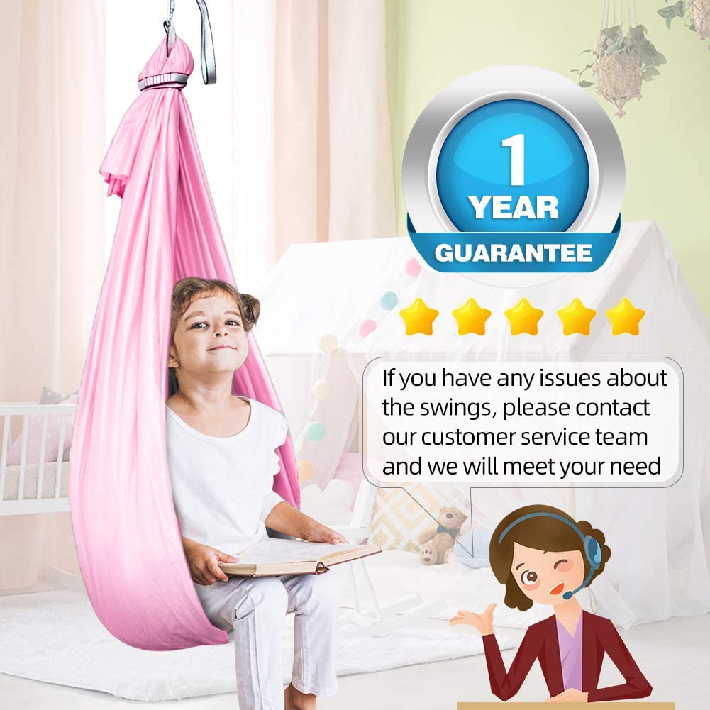 Aokitec Sensory Swing for Kids with Special Needs, Indoor Kids Swing Cuddle Hammock Chair Adjustable Aerial Swing for Children with Autism, ADHD, Asperger, Sensory Integration(Blue)