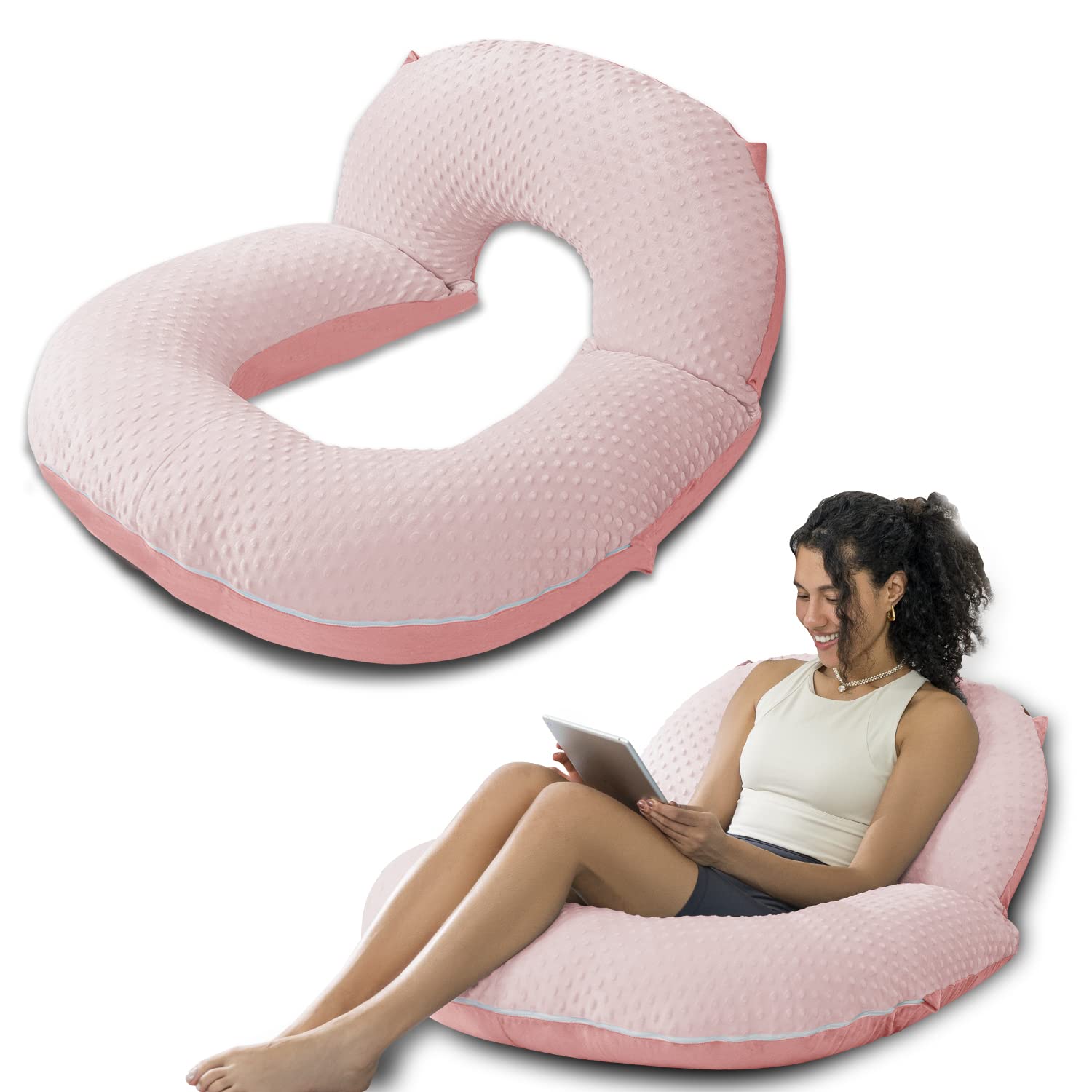 INSEN Reading Pillow, Back Pillow for Sitting in Bed for Reading, Nurse & Relax, Reading Pillow for Adults, Moms & Kids, Sit Up Pillow for Bed (Grey, 45in)