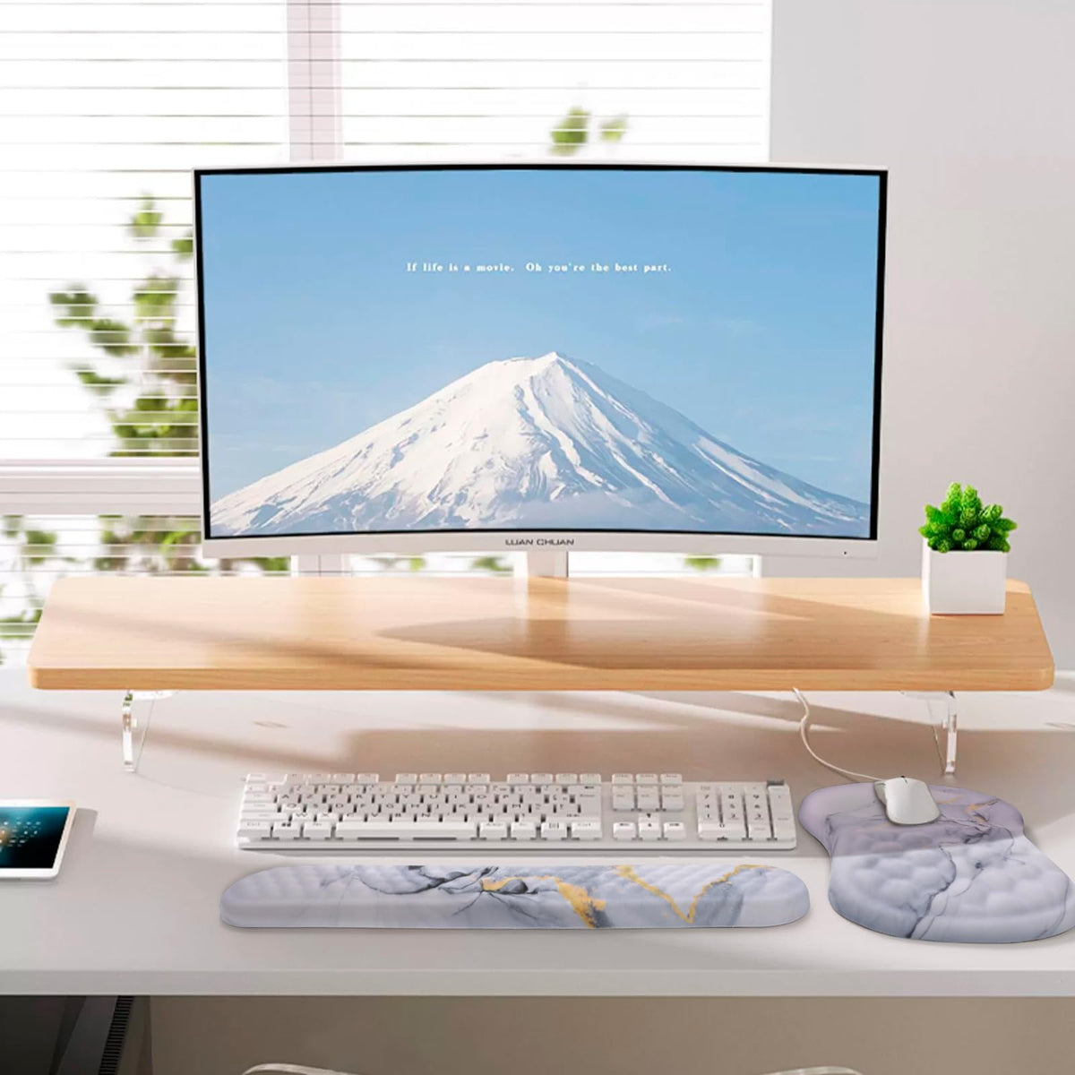 Ergonomic Mouse Pad with Wrist Support and Keyboard Wrist Rest Set | Memory Foam Wrist Cushion, Non-Slip PU Base, Massage Design, Relieves Wrist Pressure for Work, Gaming & Office Use