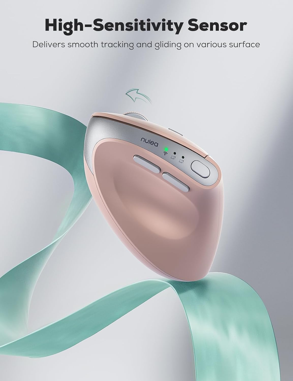 Nulea MD280 Ergonomic Vertical Wireless Mouse - Bluetooth & 2.4G Dual Mode, 4 Adjustable DPI 800/1200/1600/2400, Rechargeable, Silent Clicks, No Lag, 6 Buttons - Perfect for Laptop, Desktop Pink