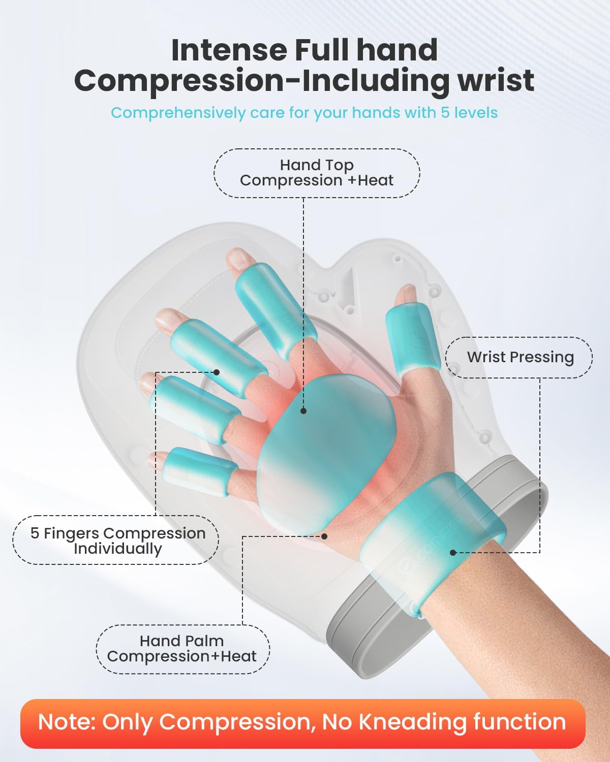 COMFIER Hand Massager with Heat and Compression for Arthritis Carpal Tunnel | Large Hand Chamber Fits Left or Right Hand, with 5 Compression Levels, 3 Modes, and 3 Heat Levels, Gift for Women Men
