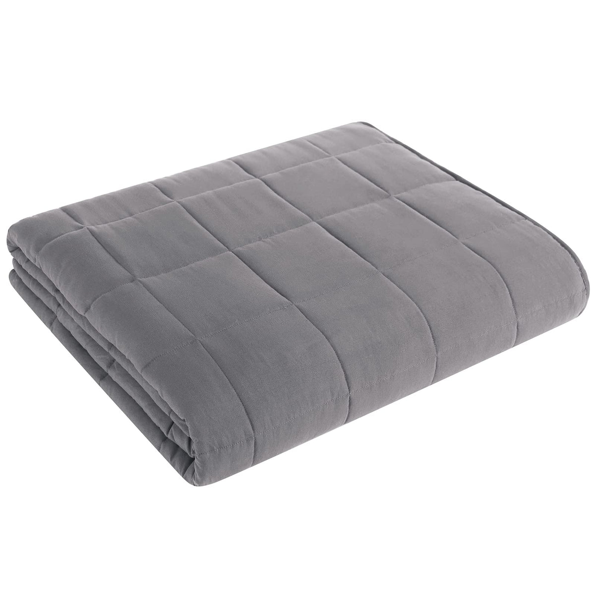 L'AGRATY Weighted Blanket for Adults 15lbs, 48"x72", Dark Grey Twin Full Size Heavy Throw Blanket, Cooling, Breathable, Microfiber with Glass Beads, Big, Washable, All-Season