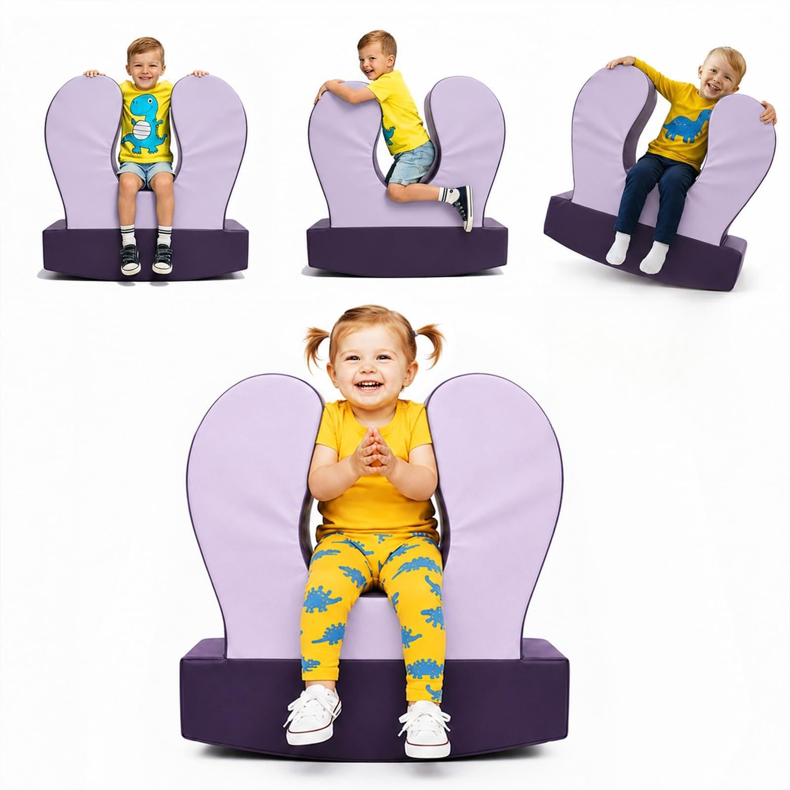 Sensory Chair for Kids, Squeeze & Rock, PU, Emotional Regulation & Focus | Calming Compression Rocker for Autism ADHD, Supportive High-Density Foam, Fit for Reading Corner, Playroom, Therapy Room