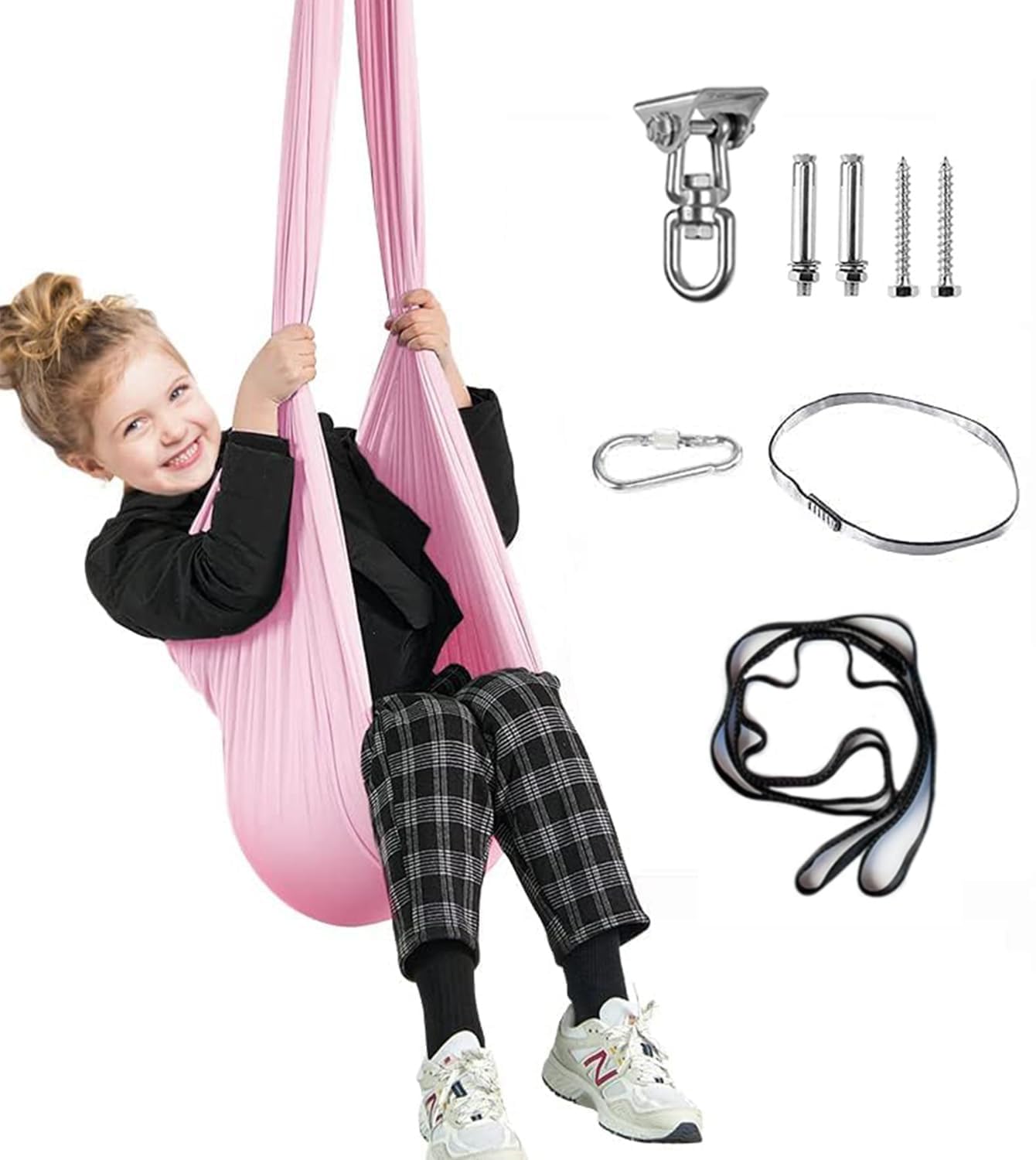 Aokitec Sensory Swing for Kids with Special Needs, Indoor Kids Swing Cuddle Hammock Chair Adjustable Aerial Swing for Children with Autism, ADHD, Asperger, Sensory Integration(Blue)
