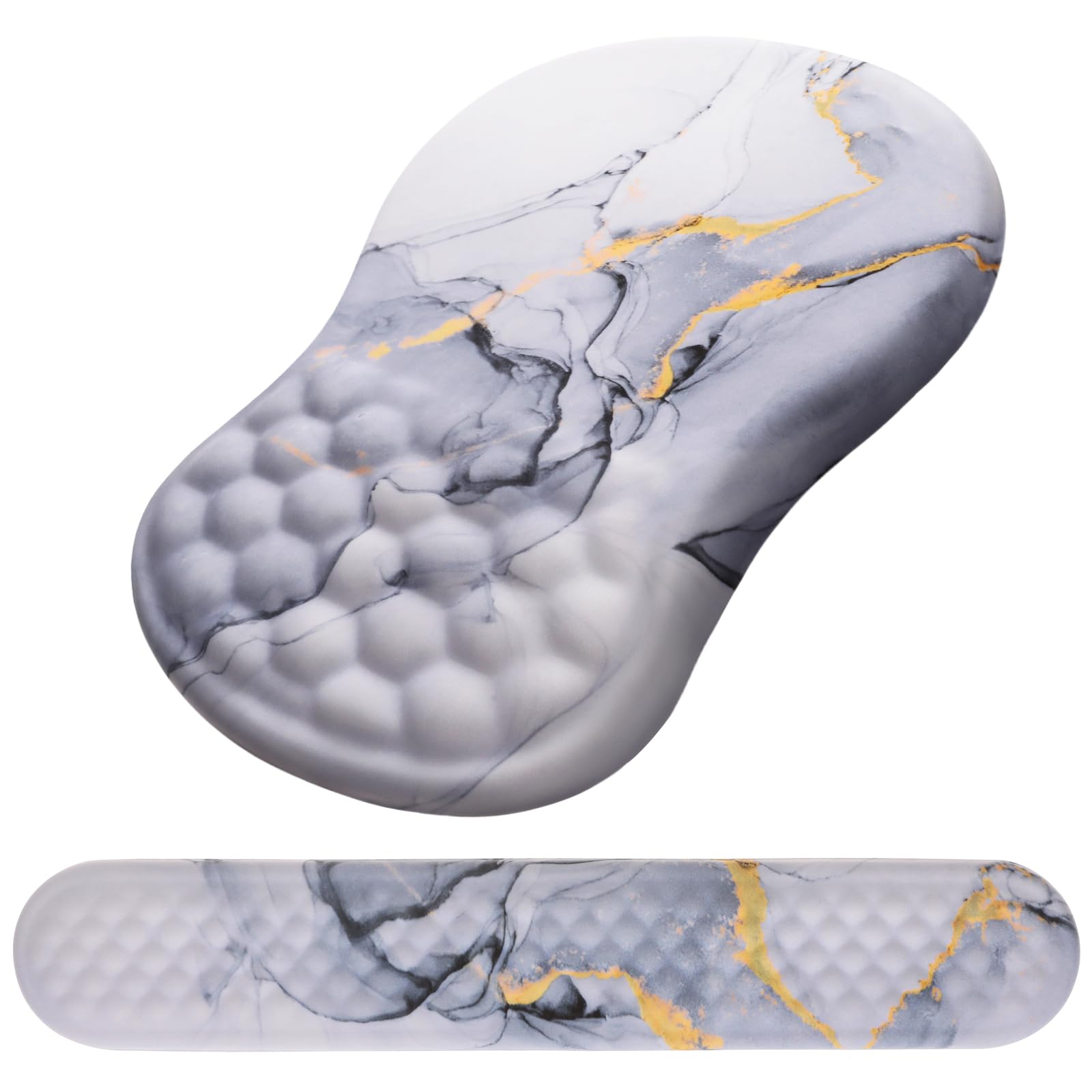 Ergonomic Mouse Pad with Wrist Support and Keyboard Wrist Rest Set | Memory Foam Wrist Cushion, Non-Slip PU Base, Massage Design, Relieves Wrist Pressure for Work, Gaming & Office Use