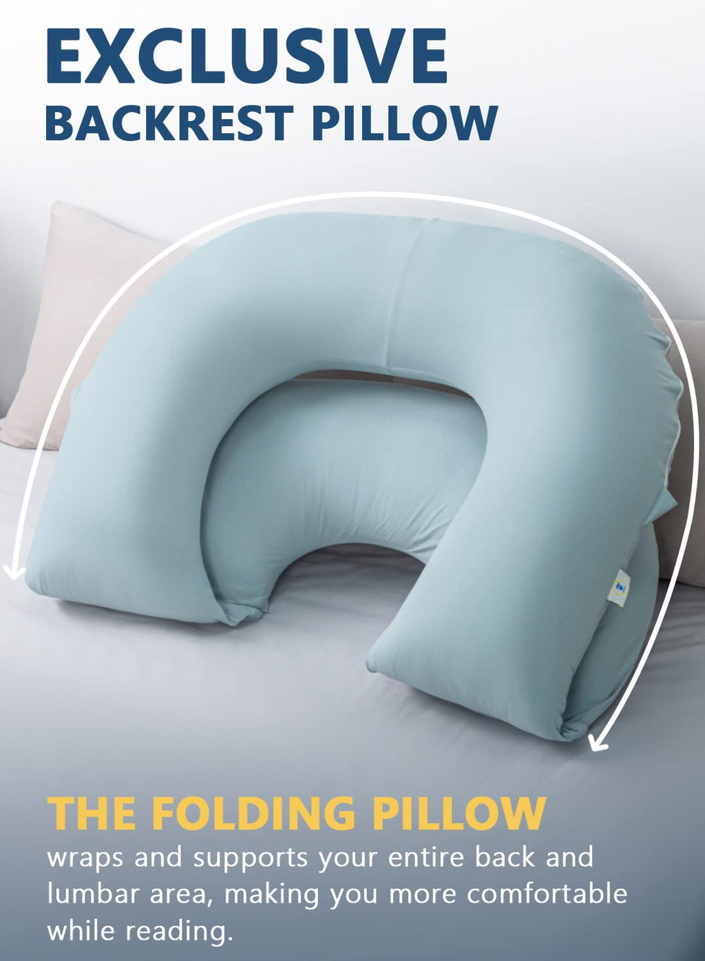 INSEN Reading Pillow, Back Pillow for Sitting in Bed for Reading, Nurse & Relax, Reading Pillow for Adults, Moms & Kids, Sit Up Pillow for Bed (Grey, 45in)