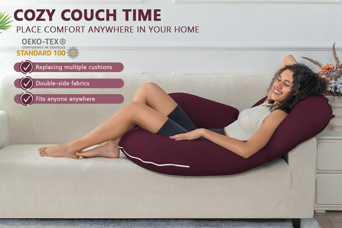 INSEN Reading Pillow, Back Pillow for Sitting in Bed for Reading, Nurse & Relax, Reading Pillow for Adults, Moms & Kids, Sit Up Pillow for Bed (Grey, 45in)