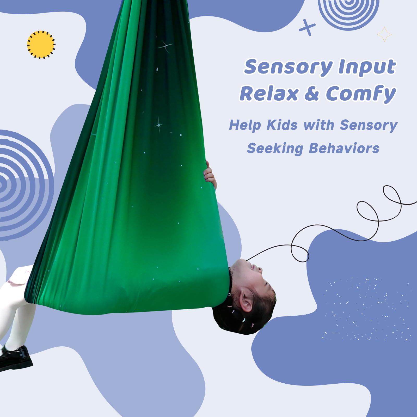 Aokitec Sensory Swing for Kids with Special Needs, Indoor Kids Swing Cuddle Hammock Chair Adjustable Aerial Swing for Children with Autism, ADHD, Asperger, Sensory Integration(Blue)