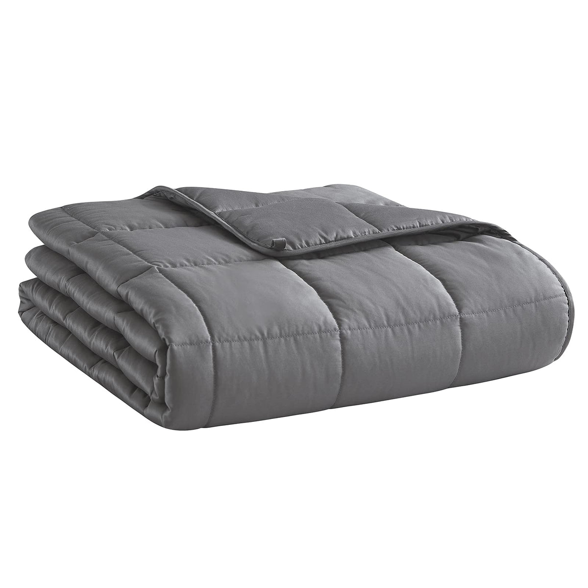 L'AGRATY Weighted Blanket for Adults 15lbs, 48"x72", Dark Grey Twin Full Size Heavy Throw Blanket, Cooling, Breathable, Microfiber with Glass Beads, Big, Washable, All-Season