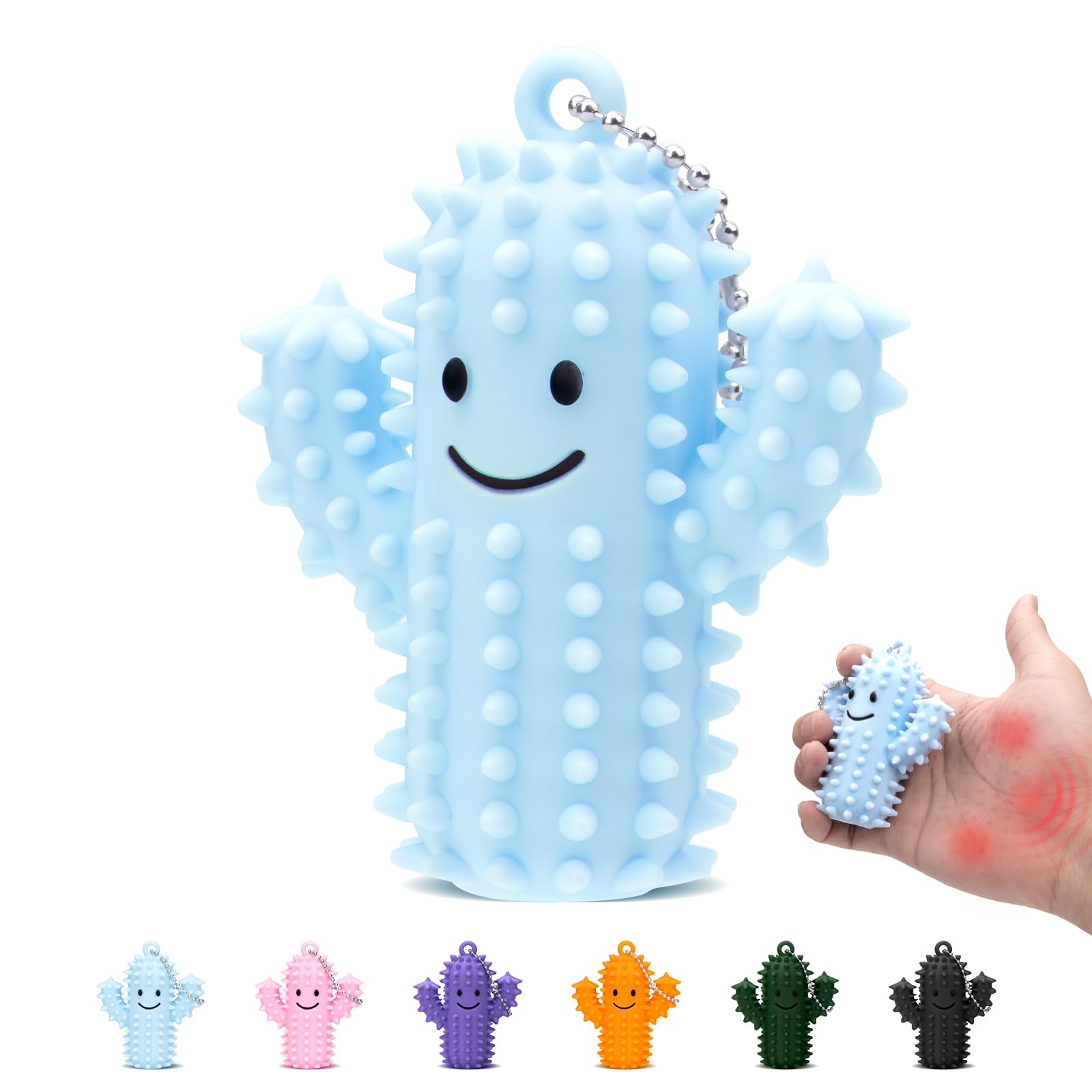 2Pcs Little Ouchies Pain Fidget, Silicone Cactus Pain Stim Fidget Toy for Adults, Little Ouchies Grippie Spiky Stim Tool Keychain for Hard Spiky Sensory Toys Anxiety Relief Fun Gifts, Black