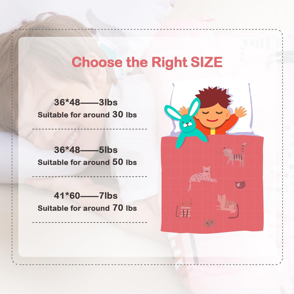 Sivio Weighted Blanket - All-Natural 100% Cotton Weighted Blanket 5 lbs 36 x 48 inches, Washable Breathable Heavy Blanket for Calm Sleeping for Home and School Nap, Blue Dinosaur