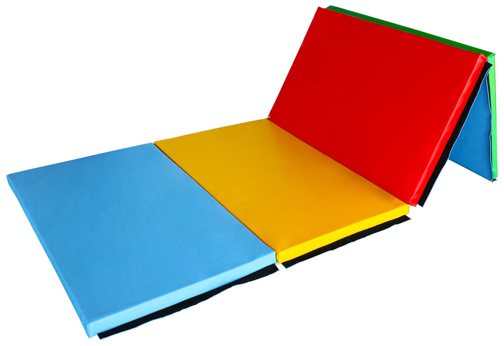 BalanceFrom 10x4 Feet 4-Panel Folding Gymnastics Mat – 2-Inch Thick Pad with Vinyl Surface and Carrying Handles for Tumbling, Yoga, Pilates, Home Workouts, and Martial Arts
