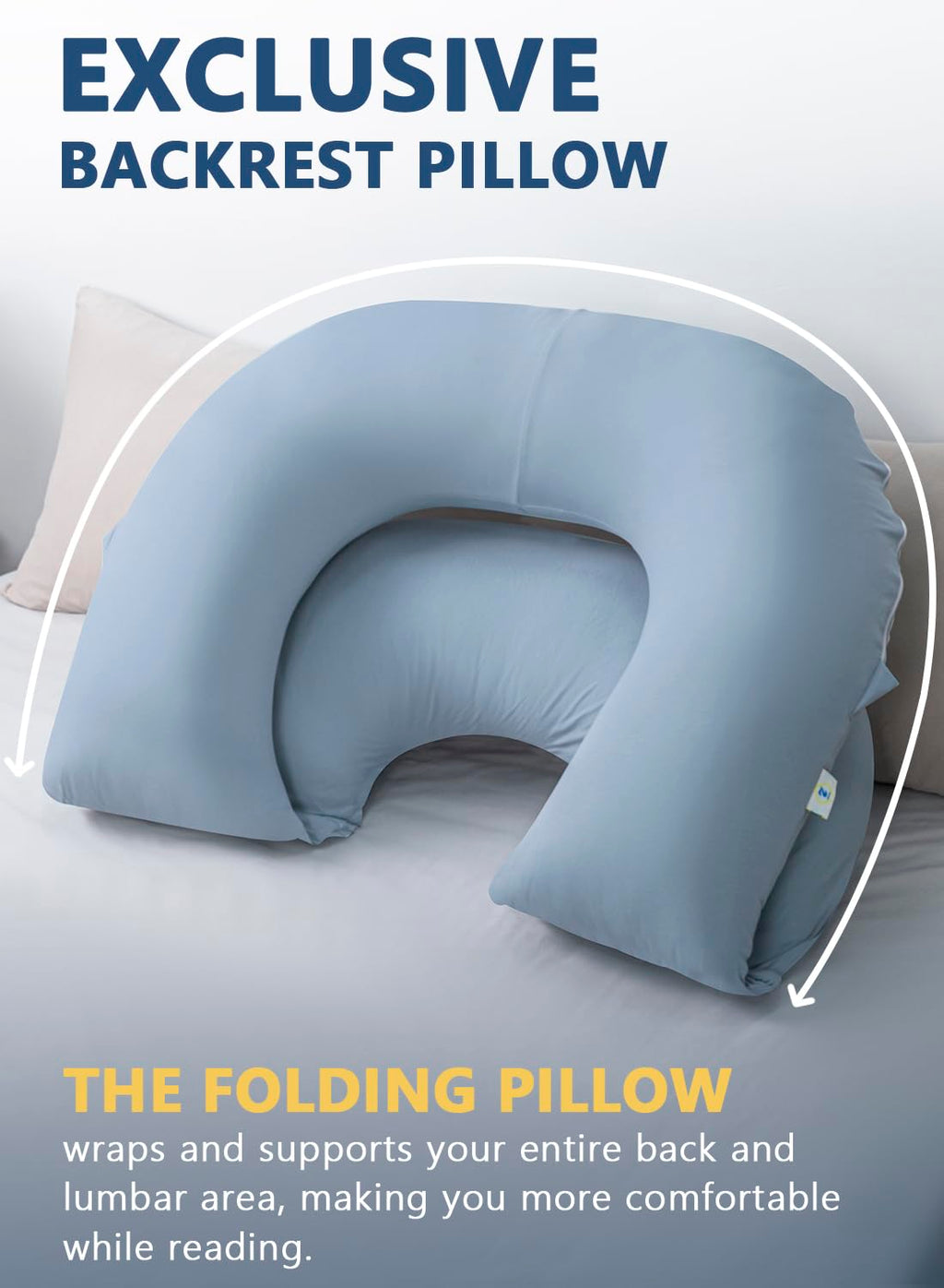 INSEN Reading Pillow, Back Pillow for Sitting in Bed for Reading, Nurse & Relax, Reading Pillow for Adults, Moms & Kids, Sit Up Pillow for Bed (Grey, 45in)