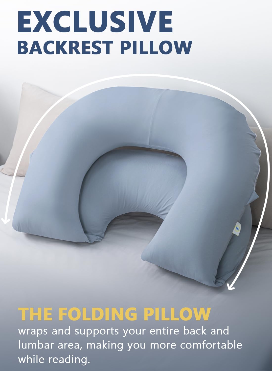 INSEN Reading Pillow, Back Pillow for Sitting in Bed for Reading, Nurse & Relax, Reading Pillow for Adults, Moms & Kids, Sit Up Pillow for Bed (Grey, 45in)
