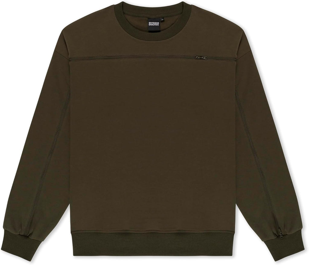 95% Cotton Crewneck with Full Arm & Chest Access | Dialysis, Chemo & IV Infusion Sweatshirt | Unisex Relaxed Fit