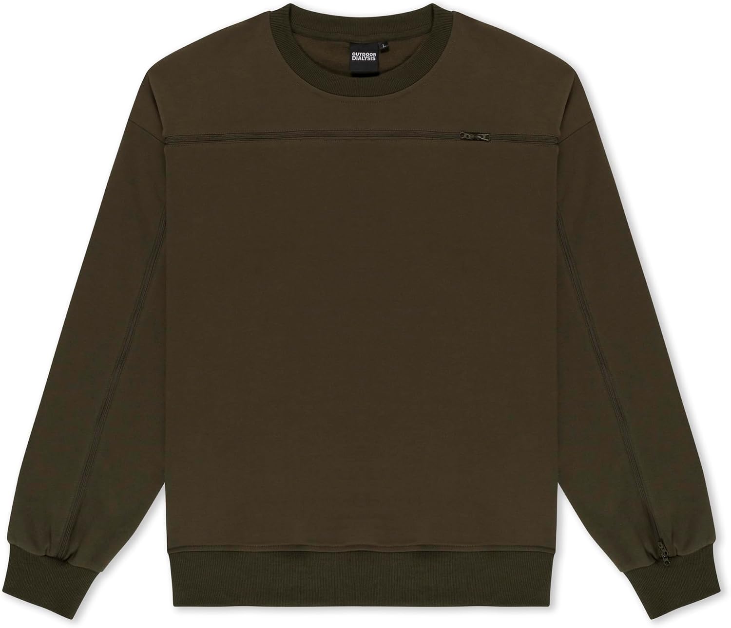 95% Cotton Crewneck with Full Arm & Chest Access | Dialysis, Chemo & IV Infusion Sweatshirt | Unisex Relaxed Fit