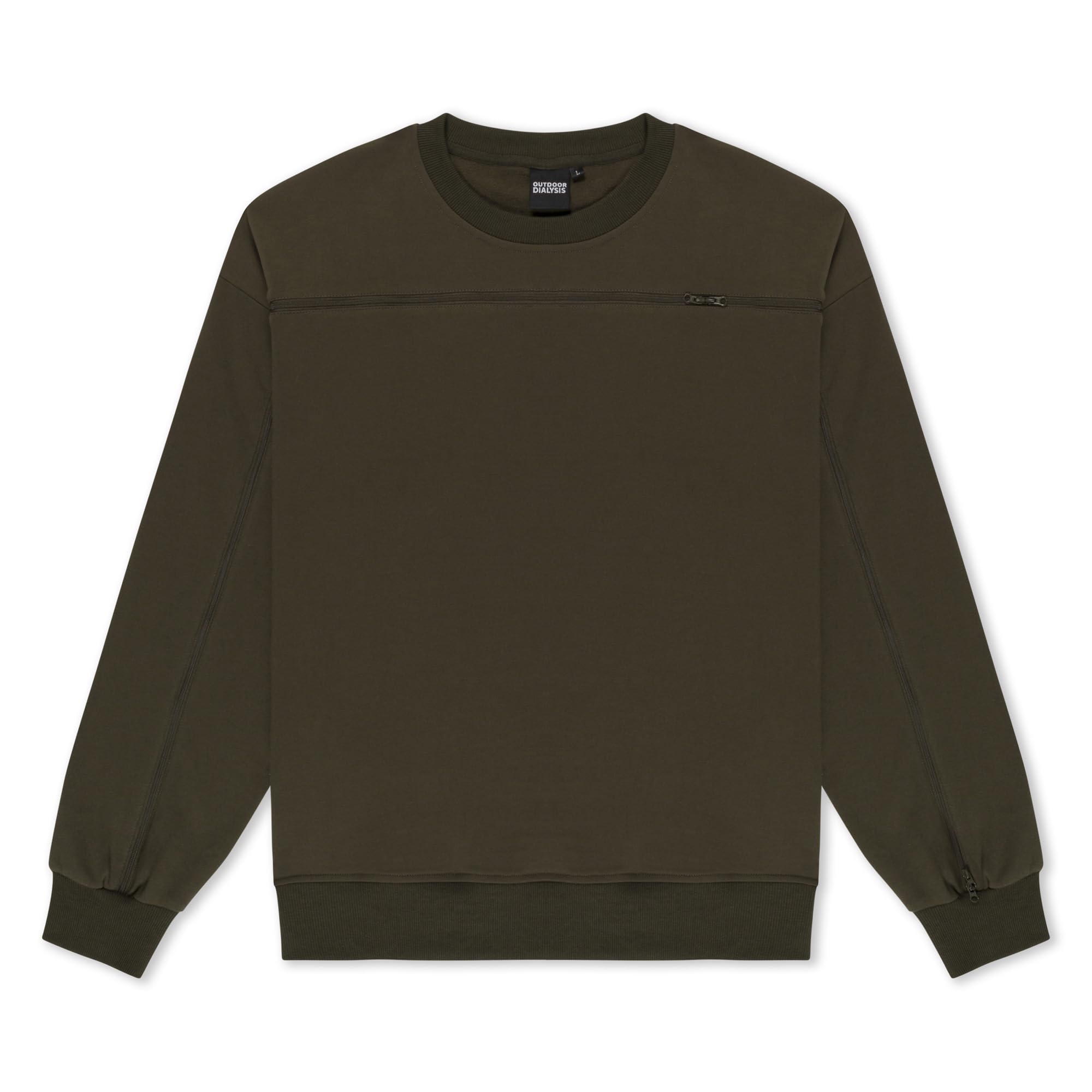 95% Cotton Crewneck with Full Arm & Chest Access | Dialysis, Chemo & IV Infusion Sweatshirt | Unisex Relaxed Fit