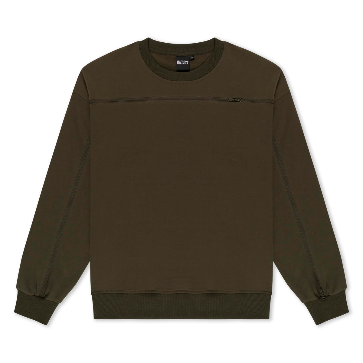 95% Cotton Crewneck with Full Arm & Chest Access | Dialysis, Chemo & IV Infusion Sweatshirt | Unisex Relaxed Fit