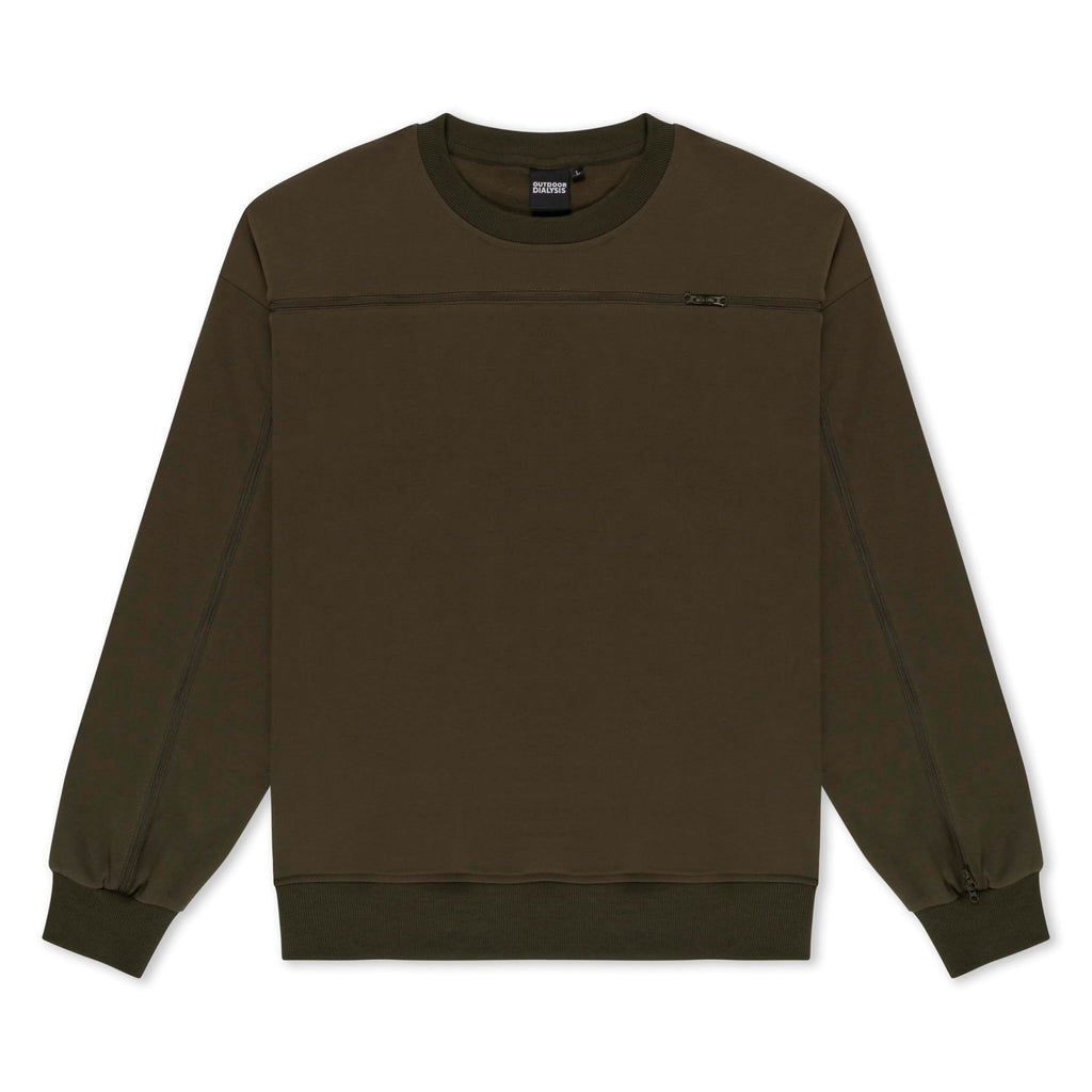 95% Cotton Crewneck with Full Arm & Chest Access | Dialysis, Chemo & IV Infusion Sweatshirt | Unisex Relaxed Fit