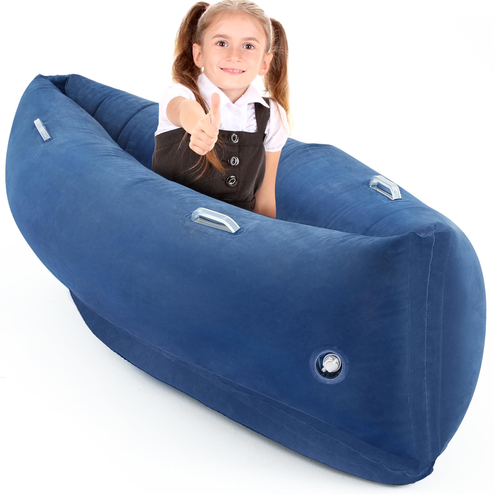 Namalu Extra Large 80/60inch Comfy Peapod Sensory Chair for Kids Gift for Reading Corner Inflatable Classroom Furniture Sensory Toys for Kids Children with Autism(Gray,80 Inch)