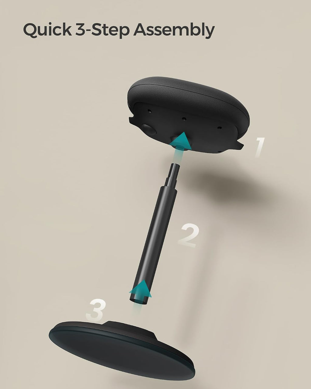 SONGMICS Ergonomic Wobble Stool, Height Adjustable Standing Desk Stool 23.6-33.3 Inches, Swivel Balance Chair with Non-Slip Base, Standing Chair, for Active Sitting, Office, Home, Ink Black UOSC02BK