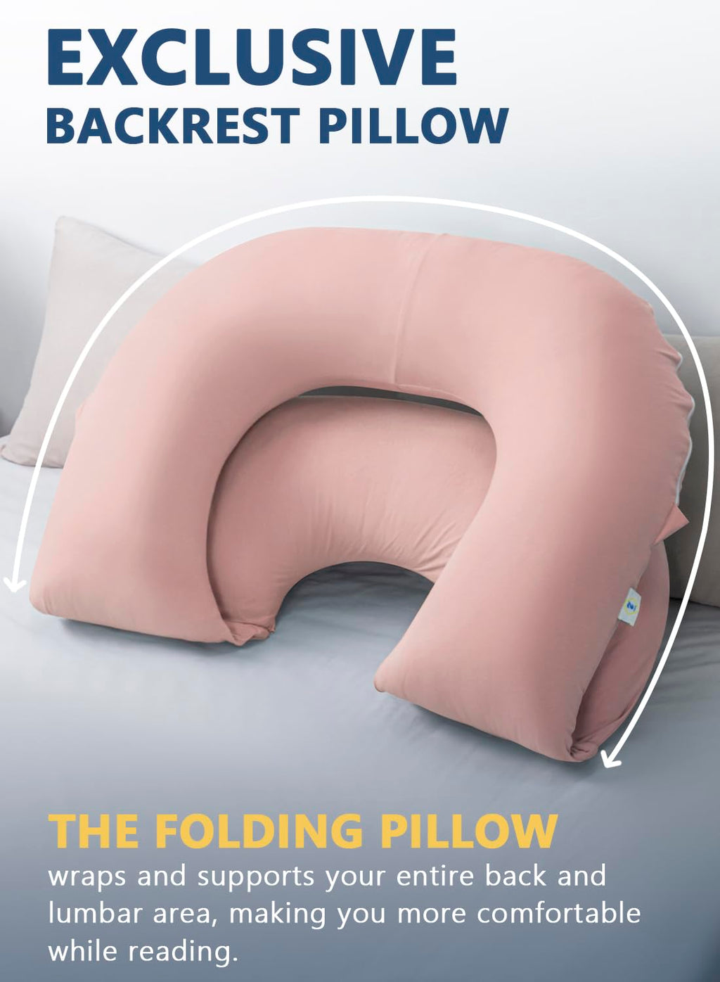 INSEN Reading Pillow, Back Pillow for Sitting in Bed for Reading, Nurse & Relax, Reading Pillow for Adults, Moms & Kids, Sit Up Pillow for Bed (Grey, 45in)