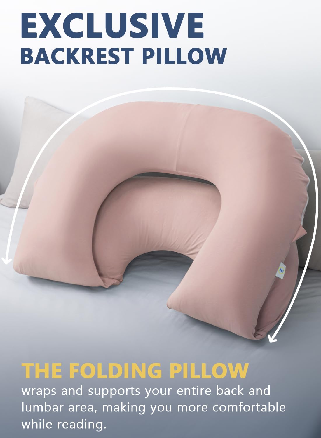 INSEN Reading Pillow, Back Pillow for Sitting in Bed for Reading, Nurse & Relax, Reading Pillow for Adults, Moms & Kids, Sit Up Pillow for Bed (Grey, 45in)
