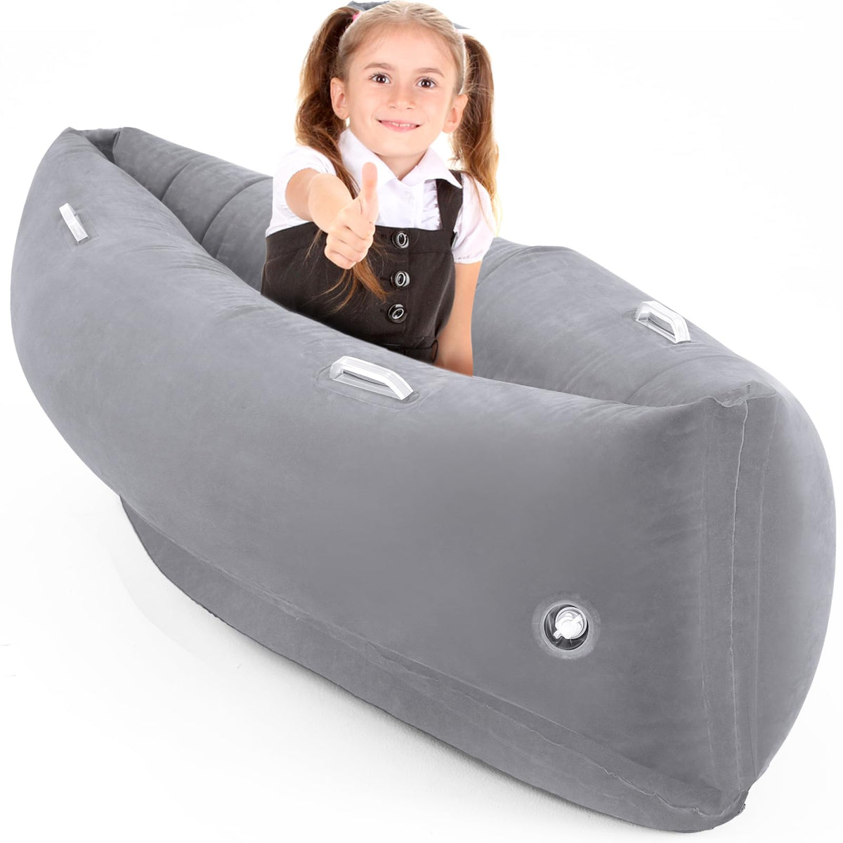 Namalu Extra Large 80/60inch Comfy Peapod Sensory Chair for Kids Gift for Reading Corner Inflatable Classroom Furniture Sensory Toys for Kids Children with Autism(Gray,80 Inch)