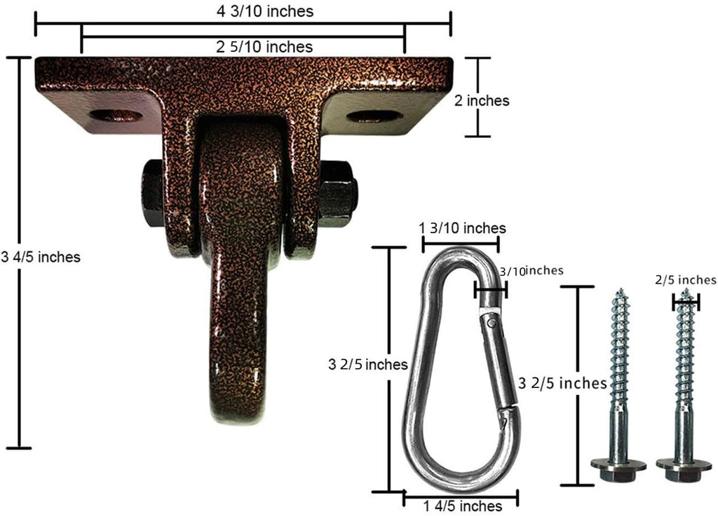 ABUSA Heavy Duty Black Swing Hangers Screws Bolts Included Over 5000 lb Capacity Playground Porch Yoga Seat Trapeze Wooden Sets Indoor Outdoor 2 Pack