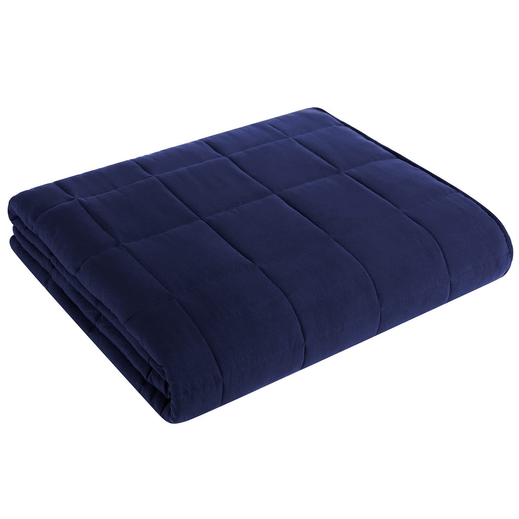 L'AGRATY Weighted Blanket for Adults 15lbs, 48"x72", Dark Grey Twin Full Size Heavy Throw Blanket, Cooling, Breathable, Microfiber with Glass Beads, Big, Washable, All-Season
