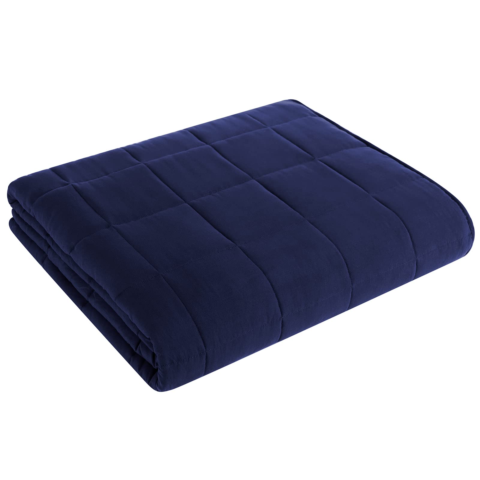 L'AGRATY Weighted Blanket for Adults 15lbs, 48"x72", Dark Grey Twin Full Size Heavy Throw Blanket, Cooling, Breathable, Microfiber with Glass Beads, Big, Washable, All-Season