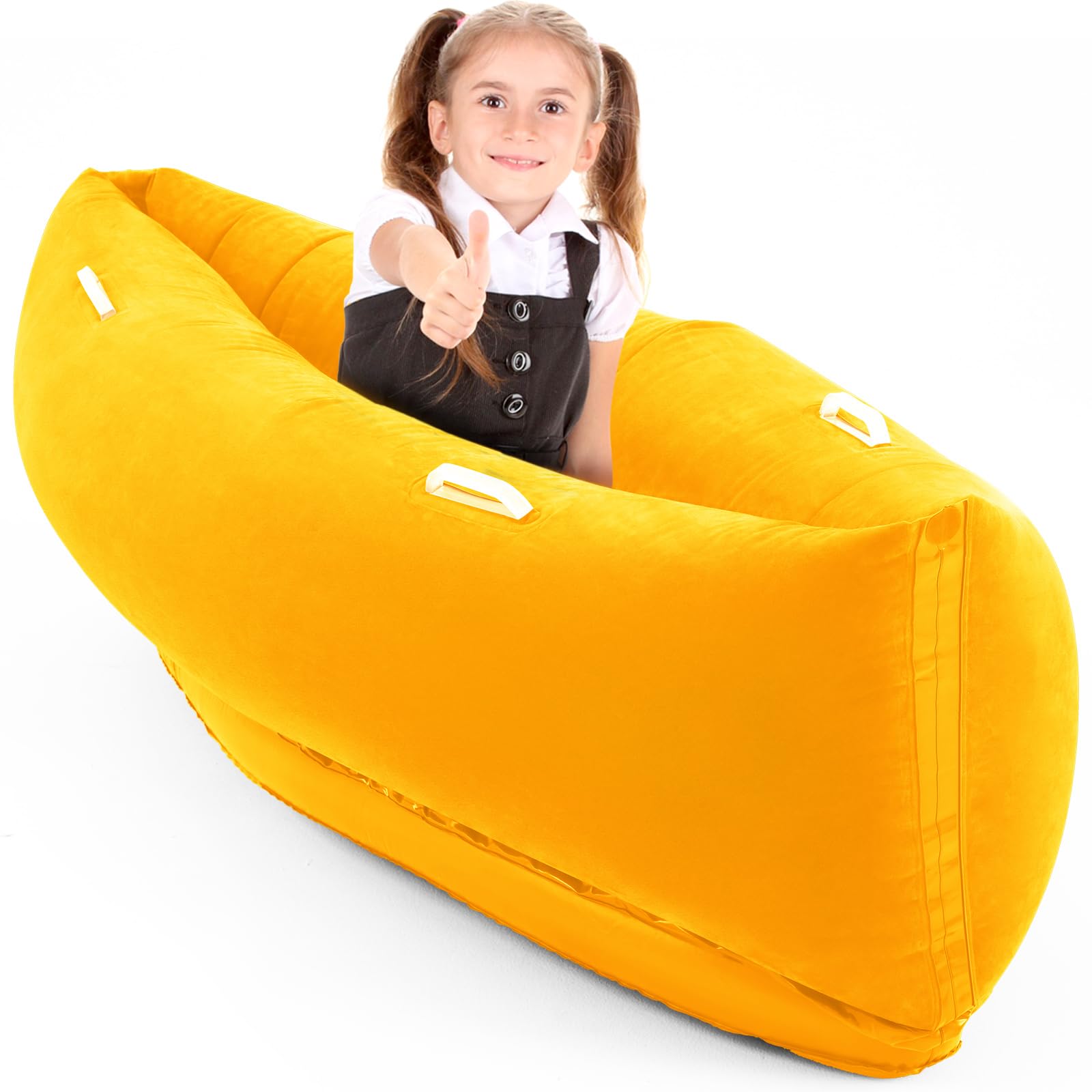 Namalu Extra Large 80/60inch Comfy Peapod Sensory Chair for Kids Gift for Reading Corner Inflatable Classroom Furniture Sensory Toys for Kids Children with Autism(Gray,80 Inch)