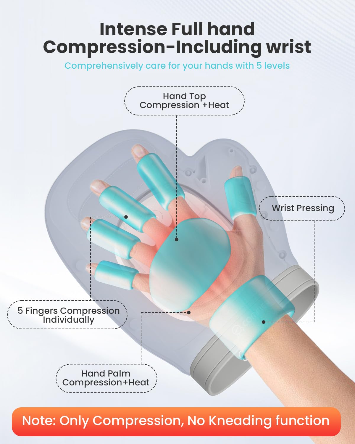 COMFIER Hand Massager with Heat and Compression for Arthritis Carpal Tunnel | Large Hand Chamber Fits Left or Right Hand, with 5 Compression Levels, 3 Modes, and 3 Heat Levels, Gift for Women Men