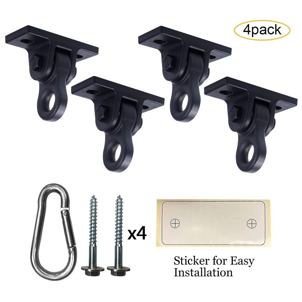ABUSA Heavy Duty Black Swing Hangers Screws Bolts Included Over 5000 lb Capacity Playground Porch Yoga Seat Trapeze Wooden Sets Indoor Outdoor 2 Pack