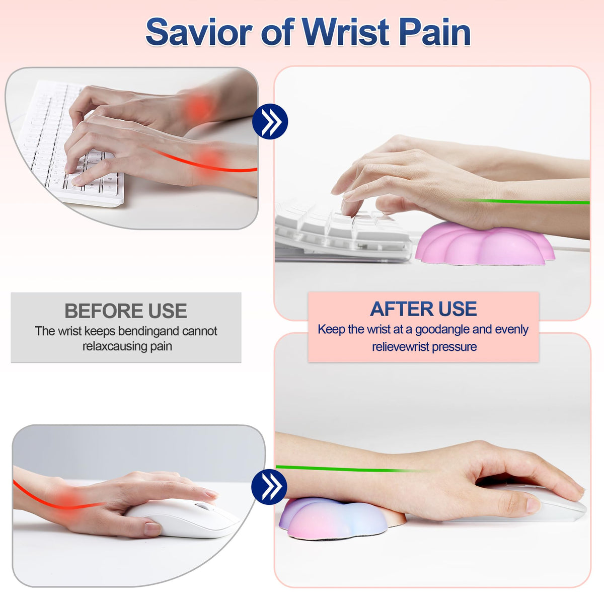 Silky Cloud Wrist Rest Set for Keyboard & Mouse, 16.9", Purple Star | Memory Foam Arm Rest with Ergonomic Support Fits Full Keyboards and Reduces Typing Fatigue for Office, Gaming and Home Use