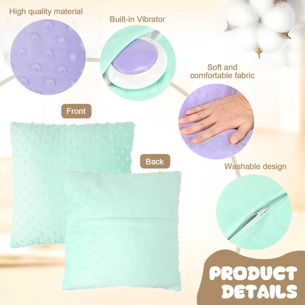 Kigley 2 Pack Vibrating Pillow Sensory Pillow for Kids Adults Pressure Activated 12 x 12 Massage with Textured Stimulation Bumps for Relieve Pain Stress Autistic Gifts for Home Travel(Violet, Teal)