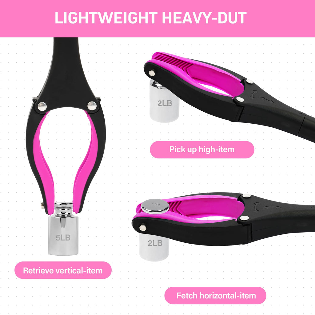 32 inch GrabRunner Heavy Duty(up to 10 lbs) Reacher Grabber Tool with Strong Magnetic (New Pink) 1 Pack