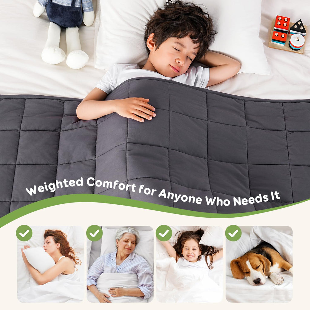 Sivio Weighted Blanket - All-Natural 100% Cotton Weighted Blanket 5 lbs 36 x 48 inches, Washable Breathable Heavy Blanket for Calm Sleeping for Home and School Nap, Blue Dinosaur