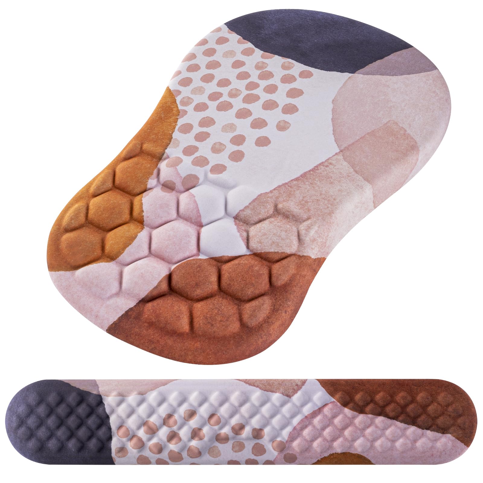 Ergonomic Mouse Pad with Wrist Support and Keyboard Wrist Rest Set | Memory Foam Wrist Cushion, Non-Slip PU Base, Massage Design, Relieves Wrist Pressure for Work, Gaming & Office Use
