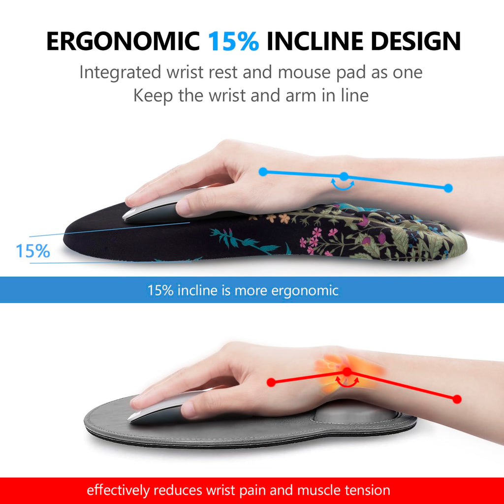 Ergonomic Mouse Pad with Wrist Support and Keyboard Wrist Rest Set | Memory Foam Wrist Cushion, Non-Slip PU Base, Massage Design, Relieves Wrist Pressure for Work, Gaming & Office Use