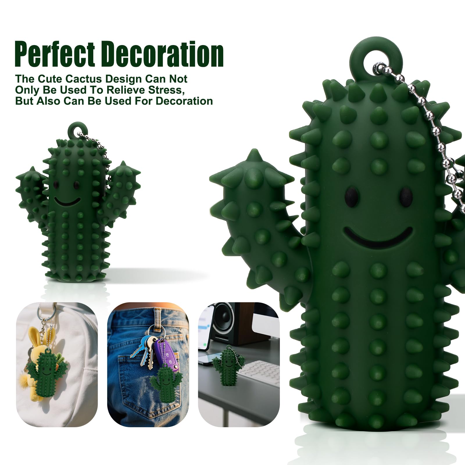 2Pcs Little Ouchies Pain Fidget, Silicone Cactus Pain Stim Fidget Toy for Adults, Little Ouchies Grippie Spiky Stim Tool Keychain for Hard Spiky Sensory Toys Anxiety Relief Fun Gifts, Black