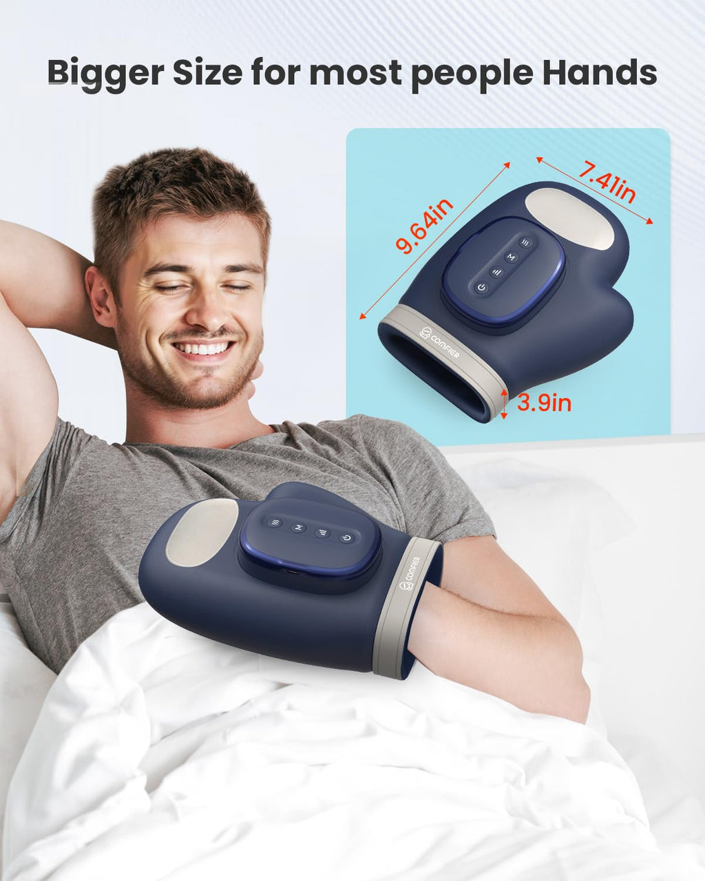 COMFIER Hand Massager with Heat and Compression for Arthritis Carpal Tunnel | Large Hand Chamber Fits Left or Right Hand, with 5 Compression Levels, 3 Modes, and 3 Heat Levels, Gift for Women Men