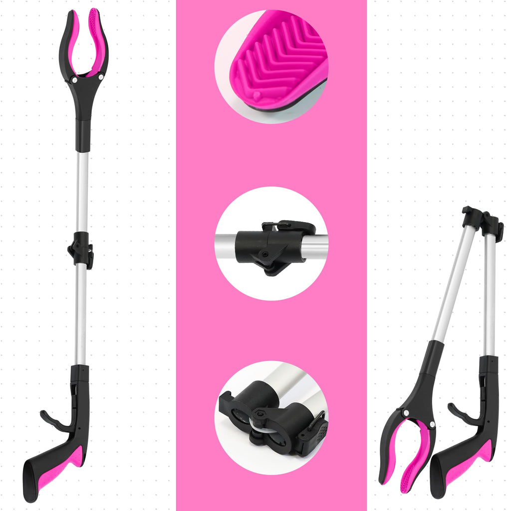 32 inch GrabRunner Heavy Duty(up to 10 lbs) Reacher Grabber Tool with Strong Magnetic (New Pink) 1 Pack