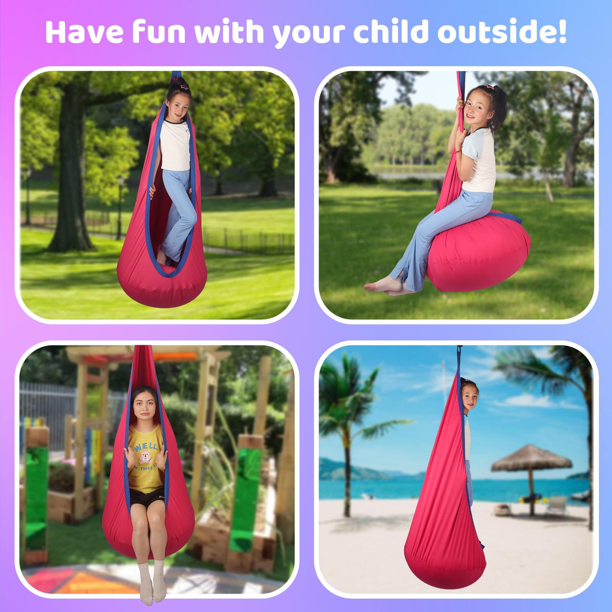 Sensory Pod Swing for Kids | Hammock Chair Seat, Inflatable Cushion, Includes Hardware Hanger Kit for Aspergers Autism ADHD