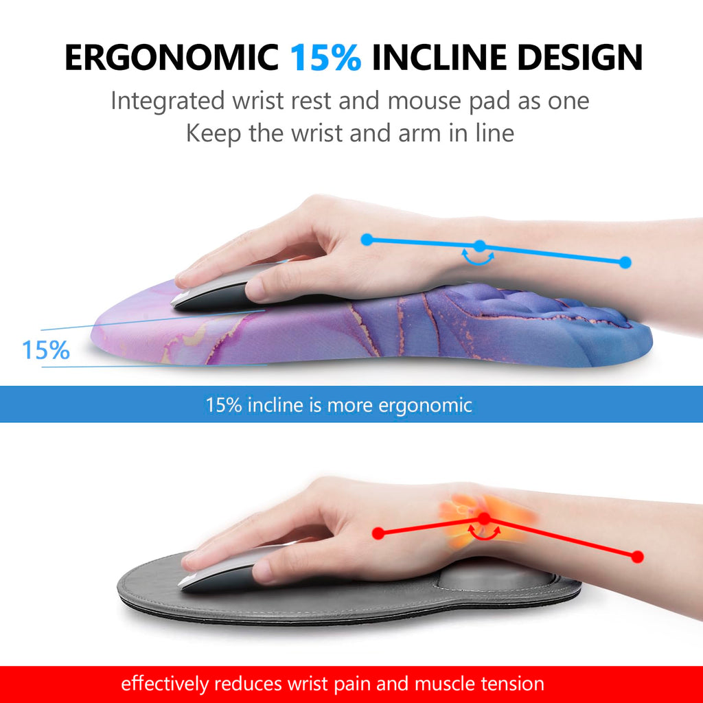Ergonomic Mouse Pad with Wrist Support and Keyboard Wrist Rest Set | Memory Foam Wrist Cushion, Non-Slip PU Base, Massage Design, Relieves Wrist Pressure for Work, Gaming & Office Use